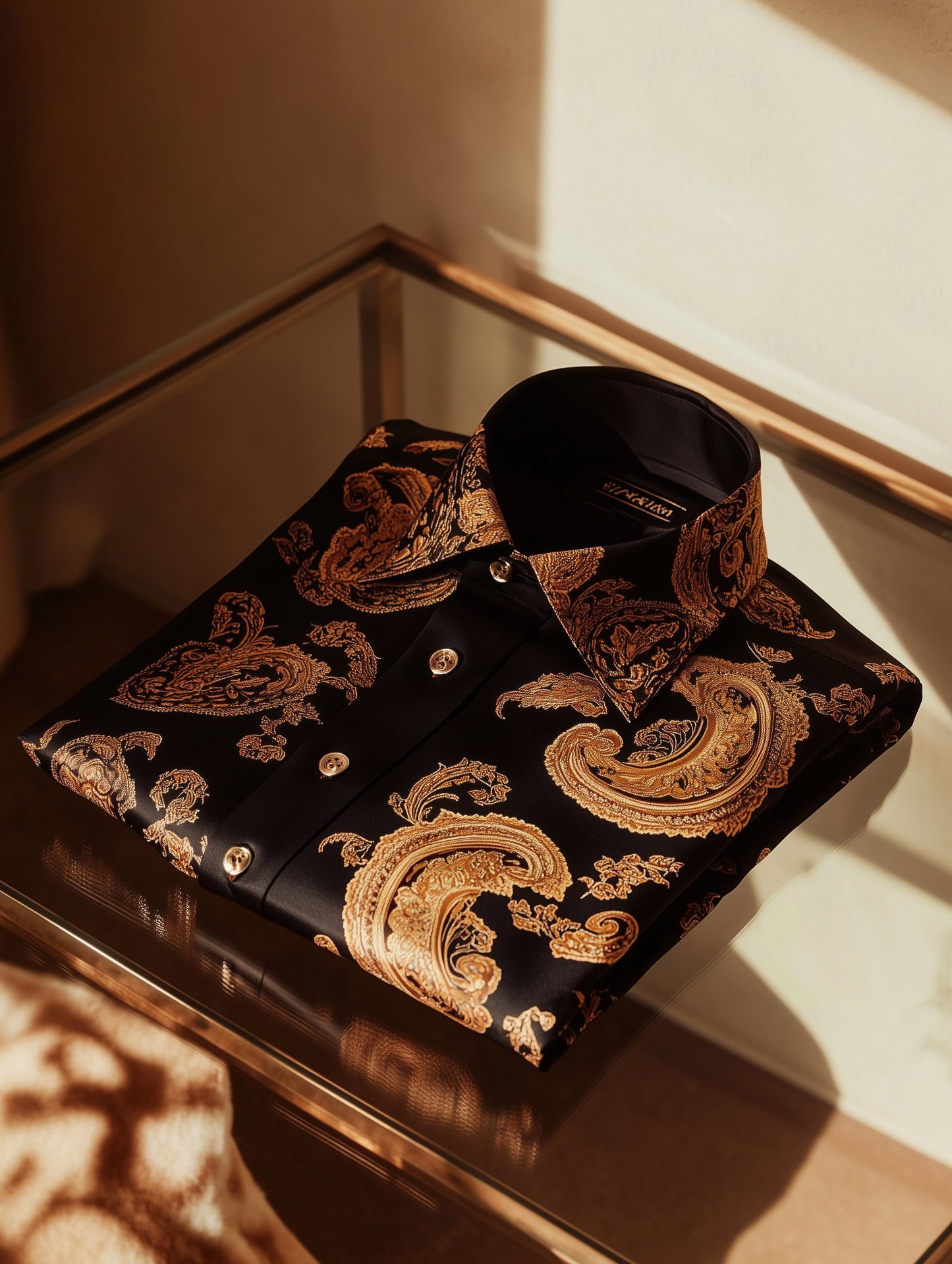 Men's Business Casual Italy Paisley Old Money Lapel Short Sleeve Shirt