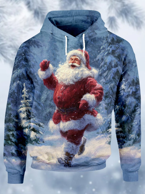 Men's Retro Christmas American Flag Fleece Hoodie