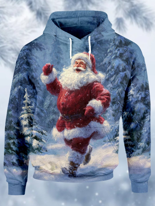 Men's Retro Christmas American Flag Fleece Hoodie