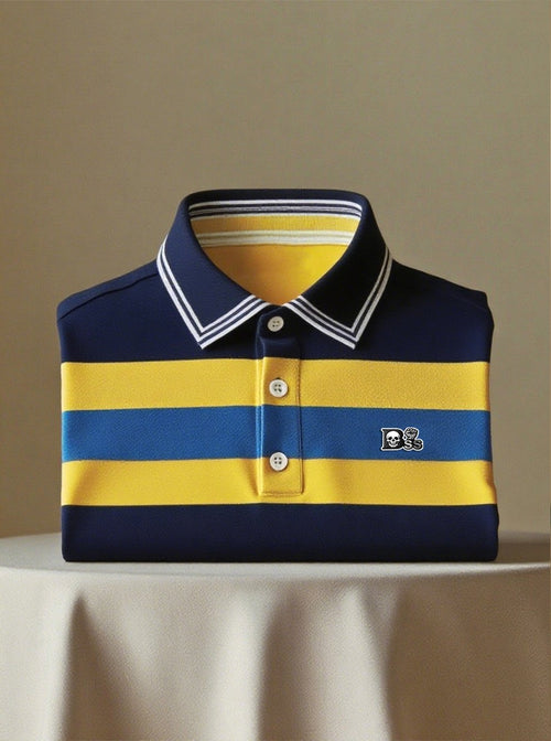 Men's Business Casual Button Short Sleeve Polo Shirt