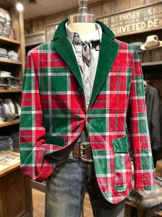 Men's Retro  Christmas Plaid Casual Blazer