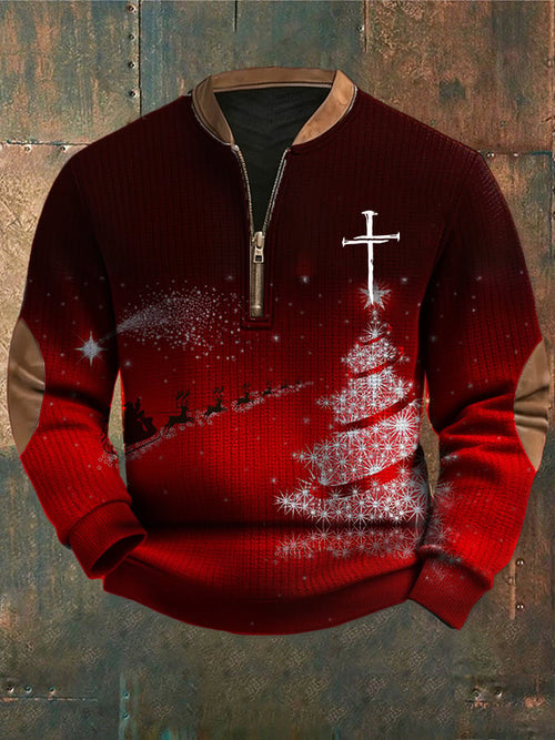 Men's Casual Christmas Faith Knit Sweatshirt