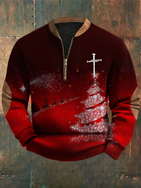 Men's Casual Christmas Faith Knit Sweatshirt
