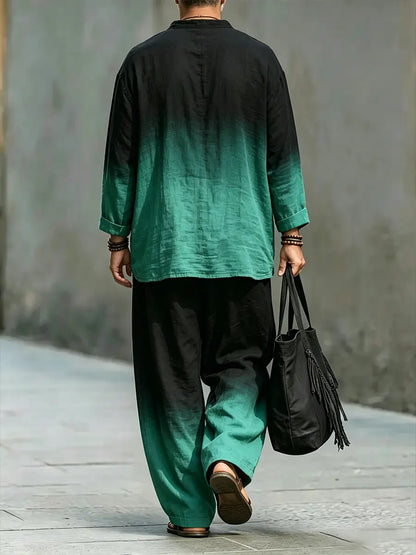 Men's Casual Gradual Faith Cotton Linen Shirt Set