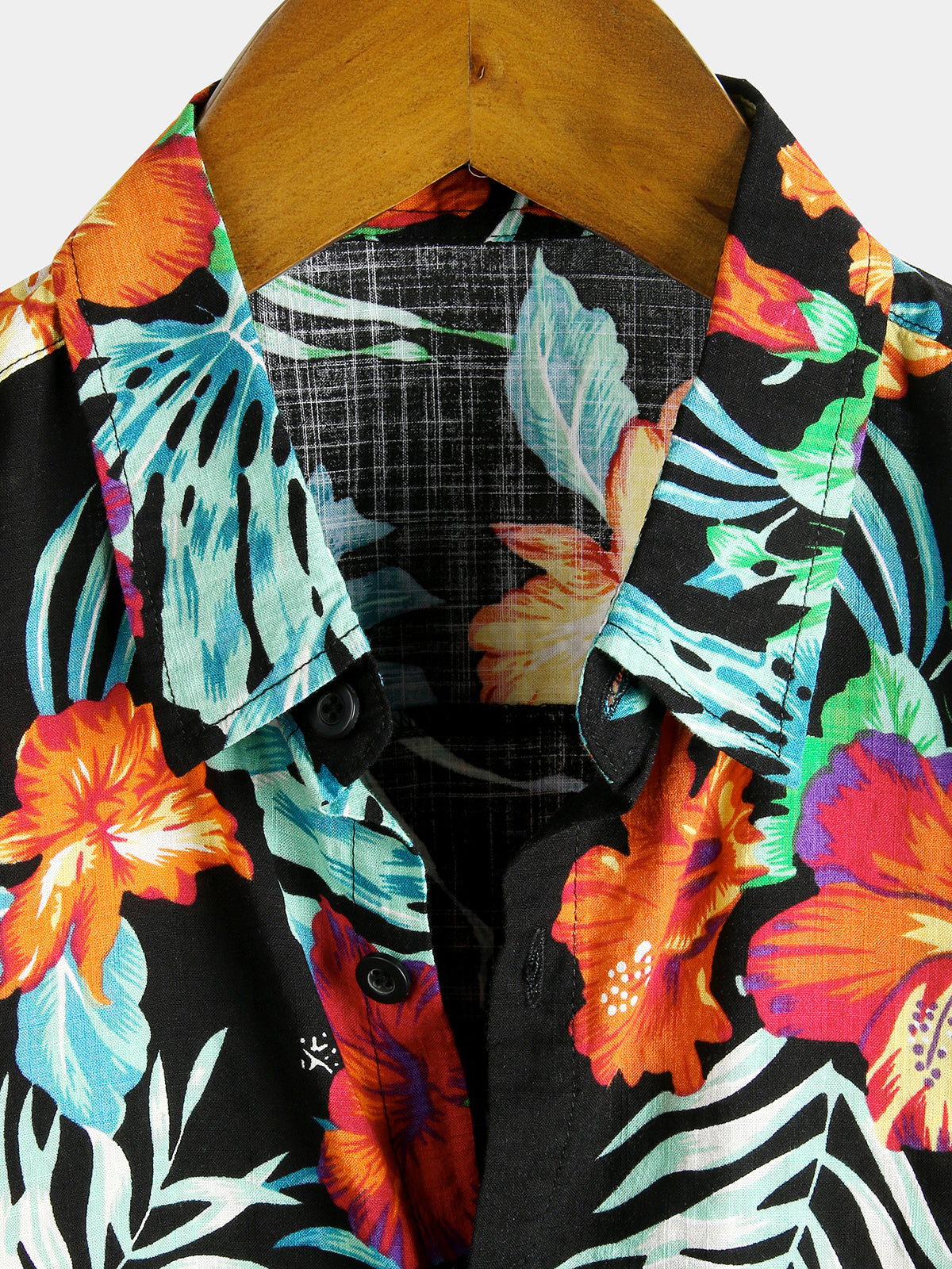 Men's Flower Tropical Hawaii Cotton Short Sleeve Shirt