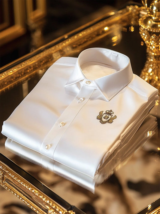 Men's Satin Luxury Business Short Sleeve Button Shirt