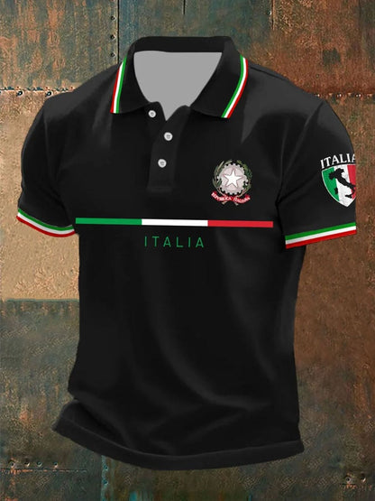 Men's Vintage Italy Printed Casual Polo Shirt