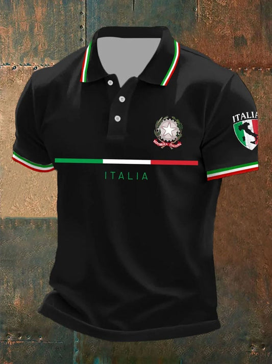 Men's Vintage Italy Printed Casual Polo Shirt