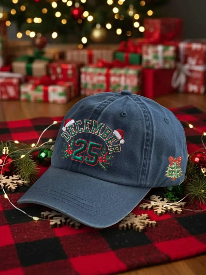 Retro Christmas December 25 Print Baseball Cap