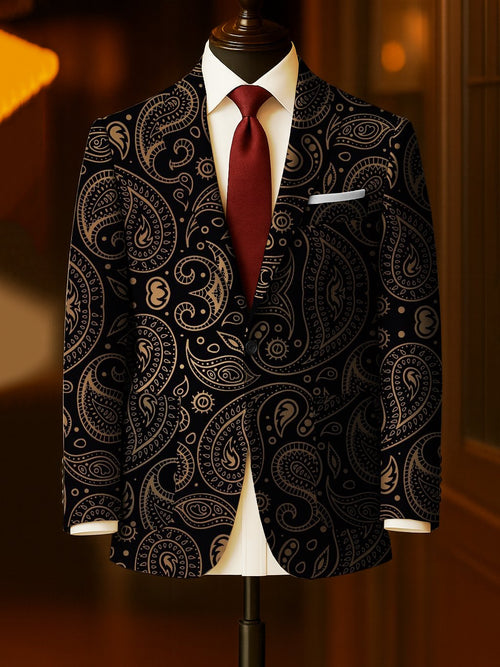 Men's Business Casual Large Pocket Print Blazers