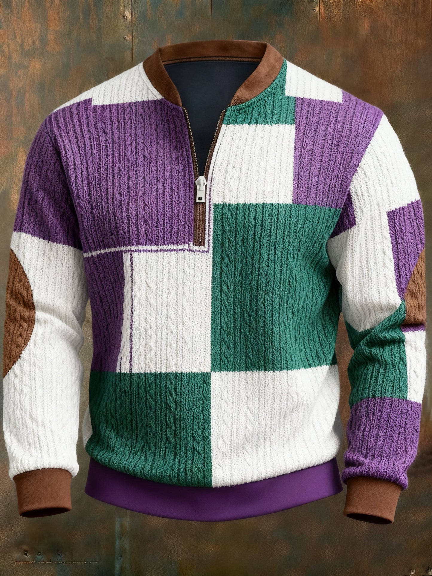 Men's Casual Geometric Color Block Print Sweatshirt