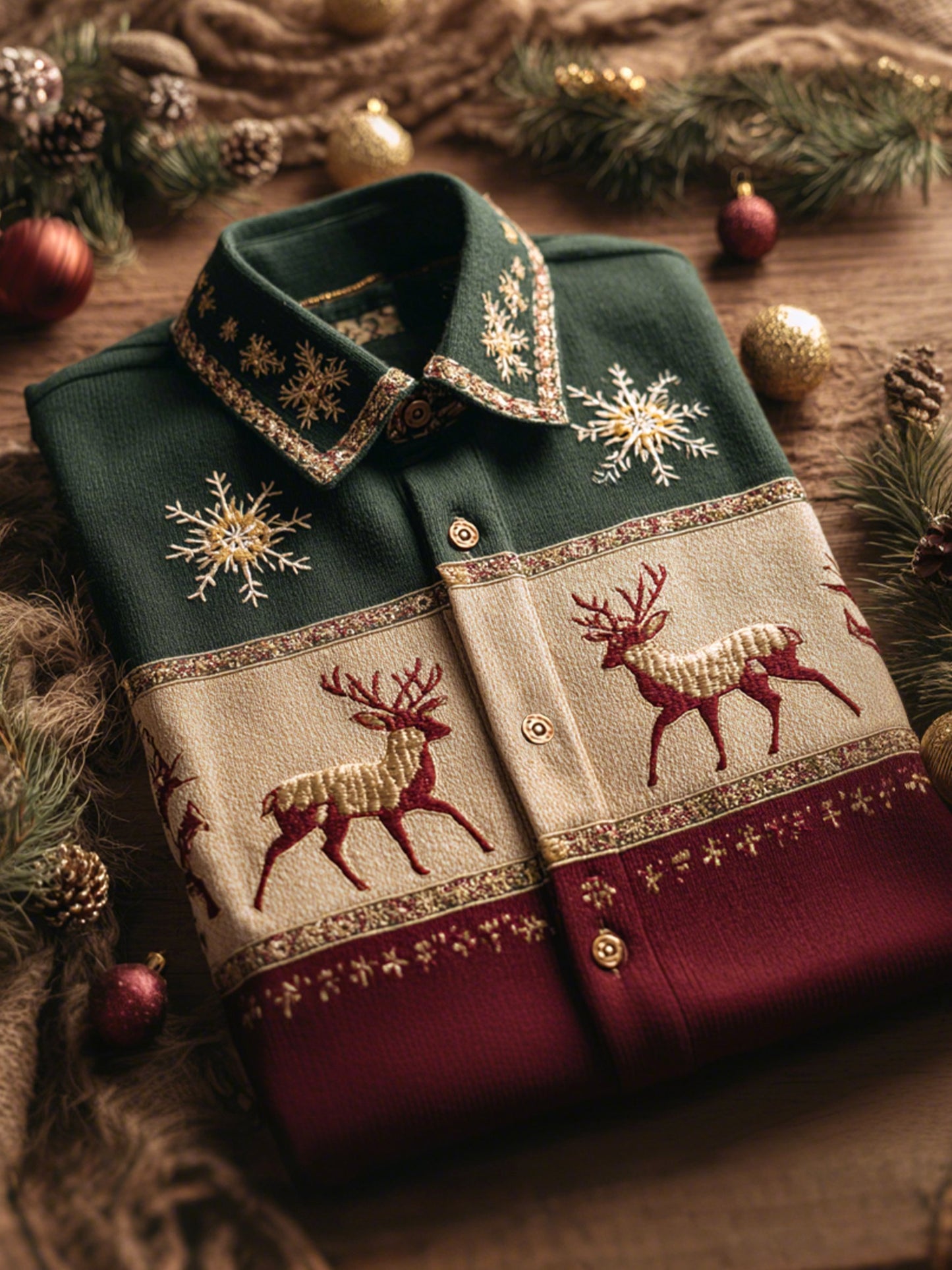 Men's Christmas Art Print Long Sleeve Shirt