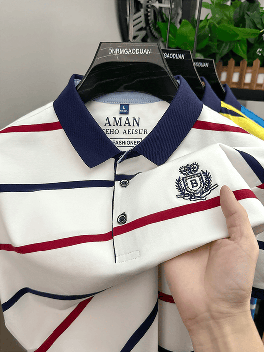 Men's Business Logo Button-Down Short Sleeve Polo Shirt