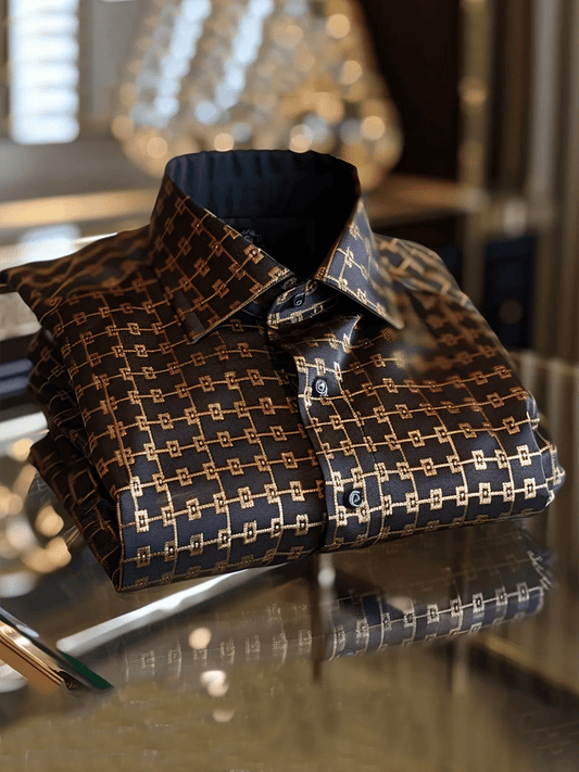 Men's Satin Luxe Print Short Sleeve Button Shirt