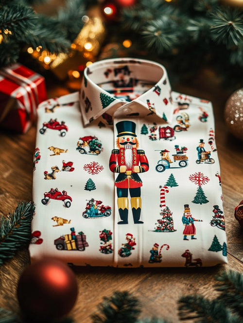 Men's Christmas Print Long-Sleeve Shirt