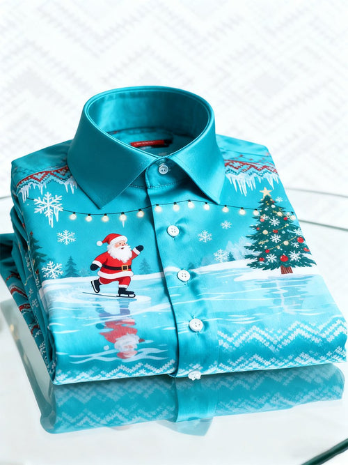 Men's  Christmas Long Sleeve Button-Down Shirt