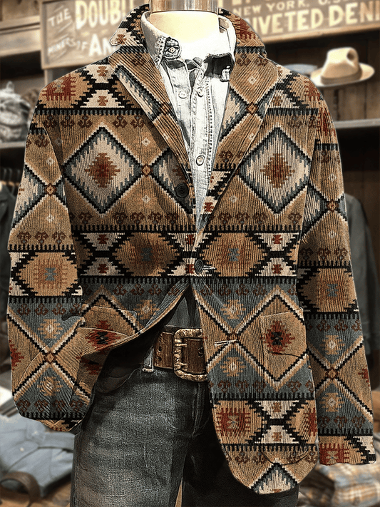 Men's Aztec Art Print Casual Coat