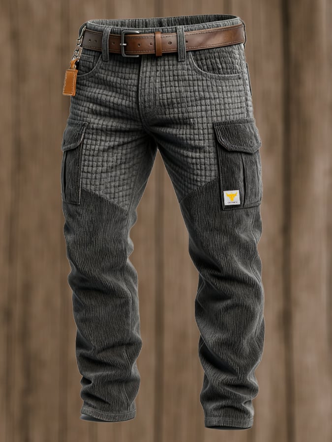 Men's Retro Outdoor Corduroy Multi-Function Pocket Work Pants