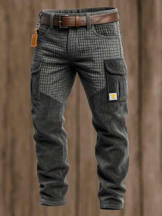 Men's Retro Outdoor Corduroy Multi-Function Pocket Work Pants