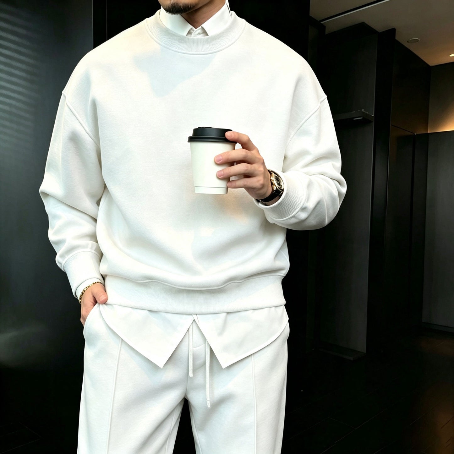 Men's Round-Neck Sweatshirt and Pants Set