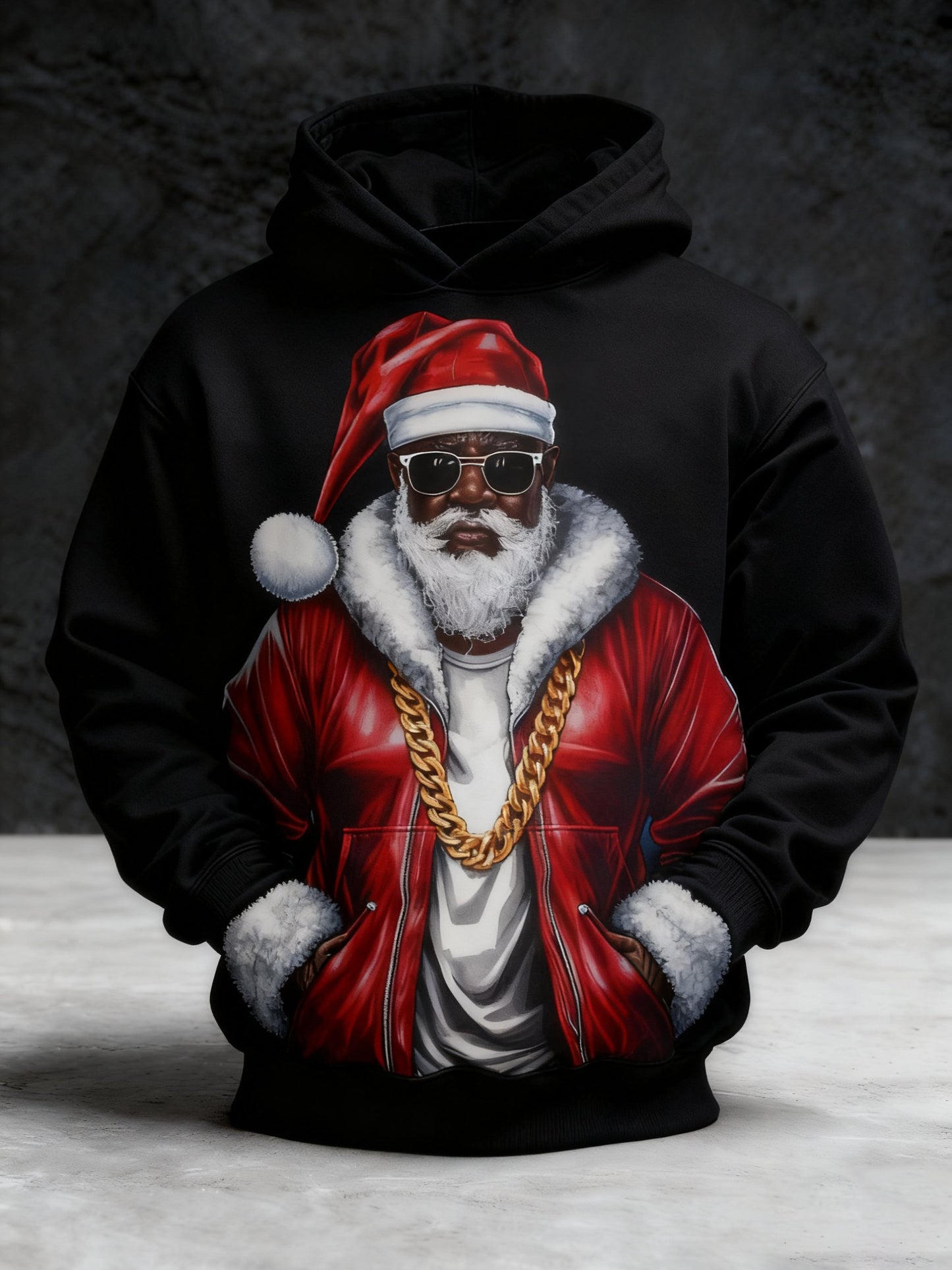 Men's African American Christmas Print Crew Neck Top