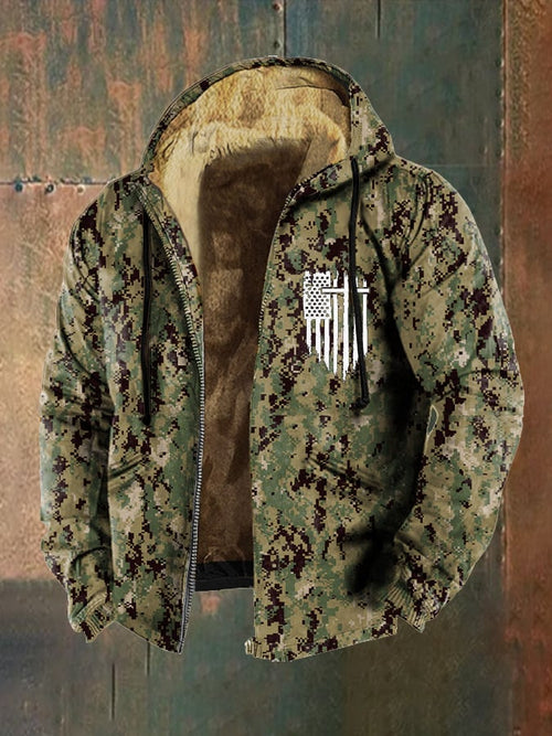 Men's Camouflage Retro Hooded Zip Jacket