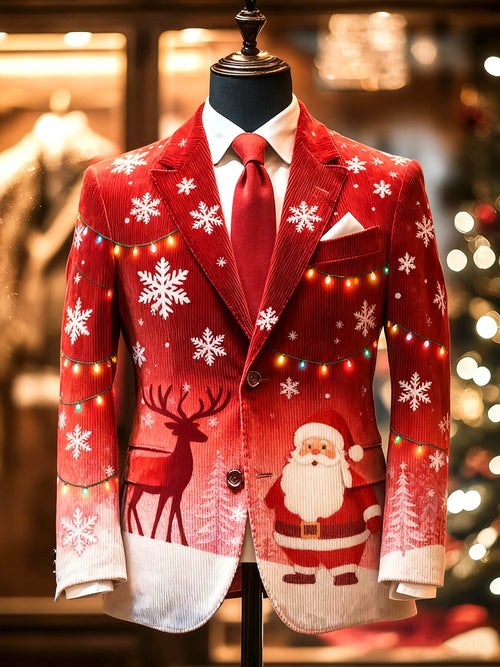 Men's Vintage Casual Christmas Party Corduroy Blazer
