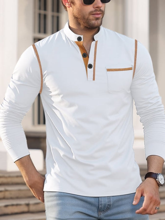 Men's Retro Contrast Henley