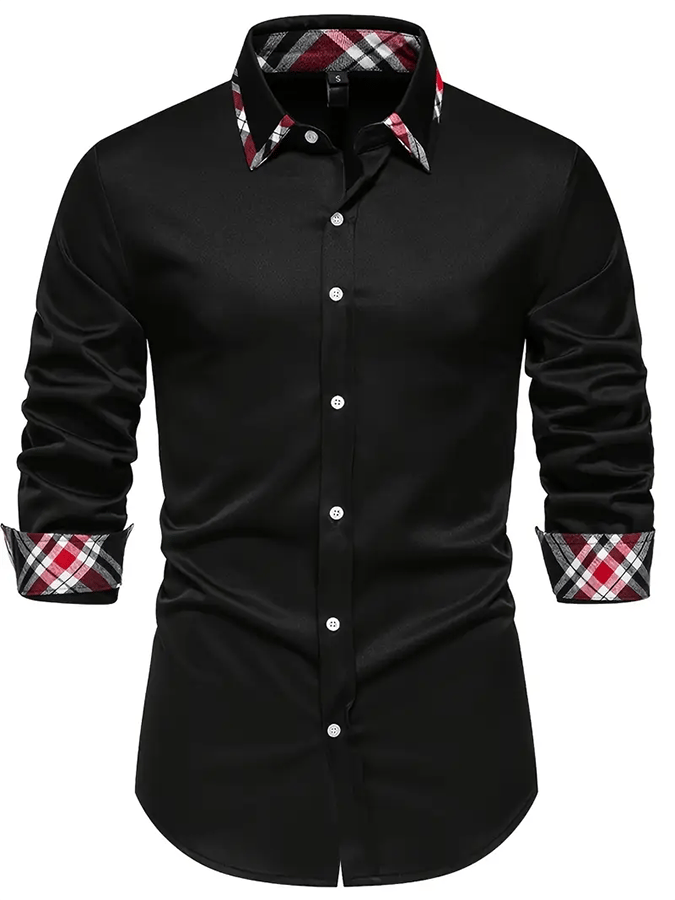 Men's Business Casual Printed Long Sleeve Shirt
