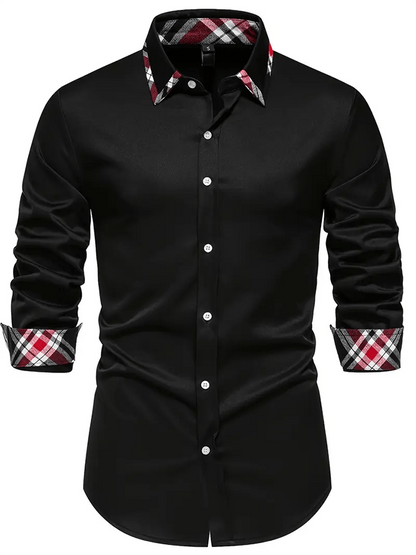 Men's Business Casual Printed Long Sleeve Shirt