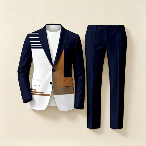 Men's Business Two-Piece Suit with Long-Sleeve Shirt and Pants