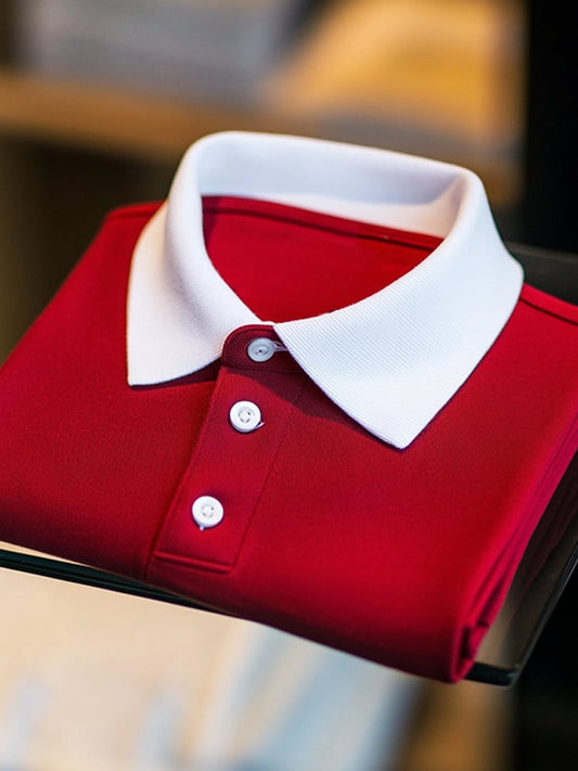 Men's Business Casual Button Short Sleeve Polo Shirt
