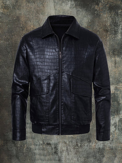 Men'S Lapel Loose Casual Motorcycle Leather Jacket