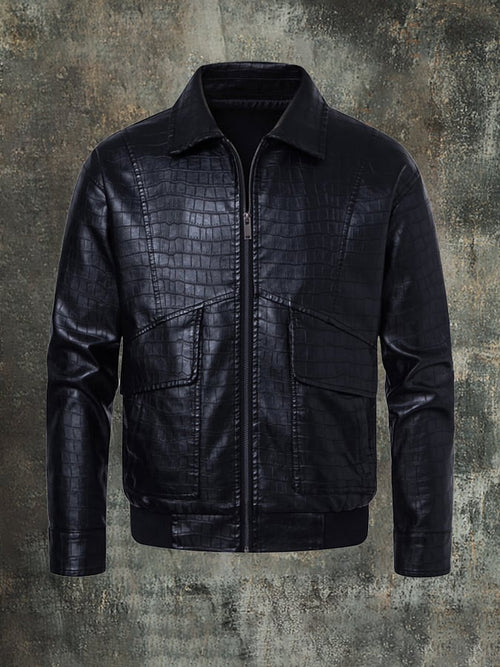 Men'S Lapel Loose Casual Motorcycle Leather Jacket