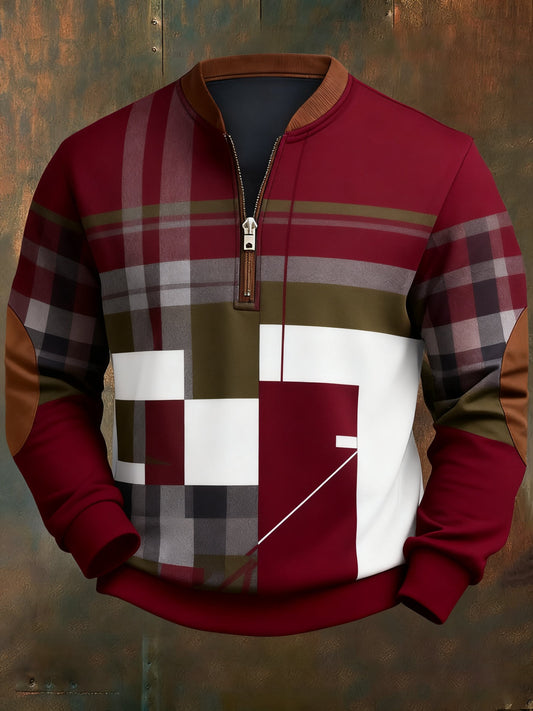 Men's Casual Geometric Color Block Print Sweatshirt