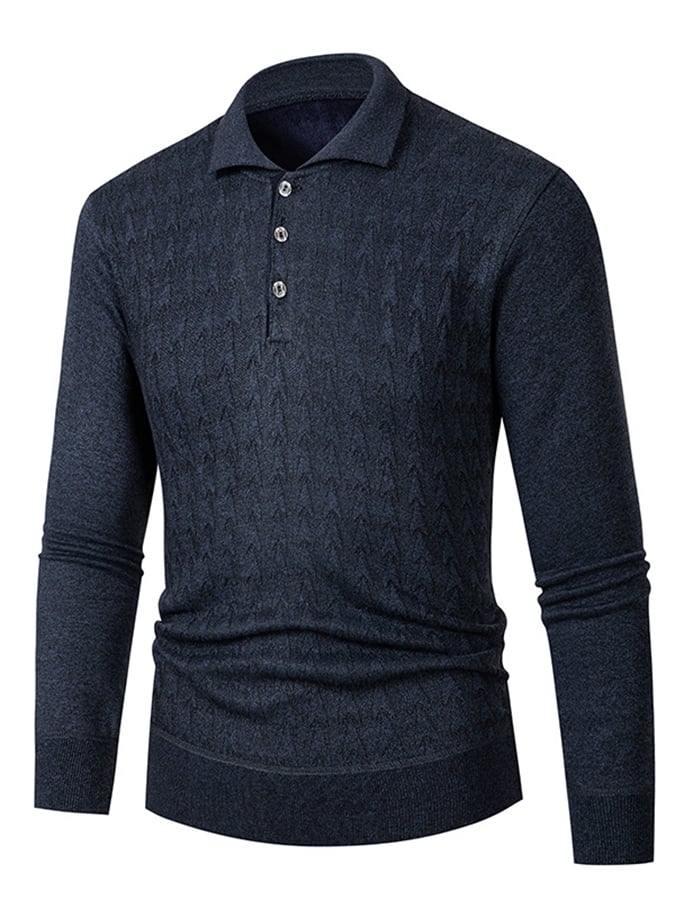 Men's Fashionable Textured Jacquard Design Pullover Long-Sleeved Sweater