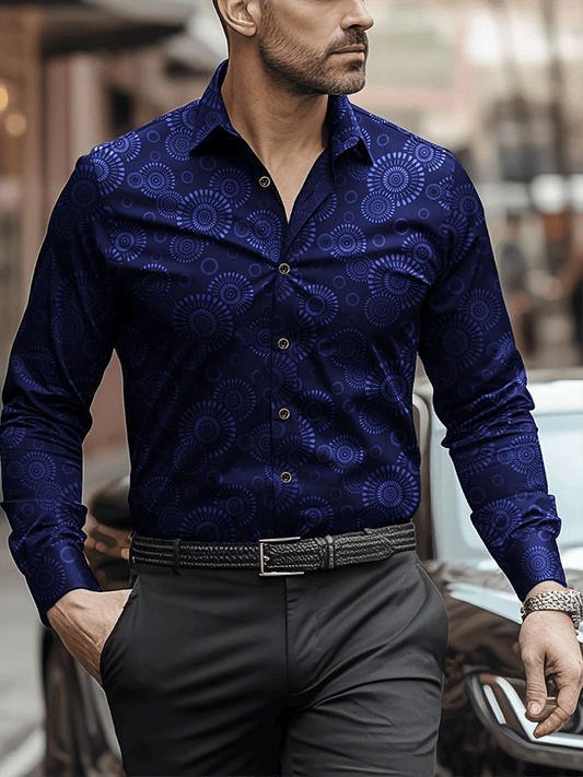 Men's Retro Business Design Printed Casual Shirt