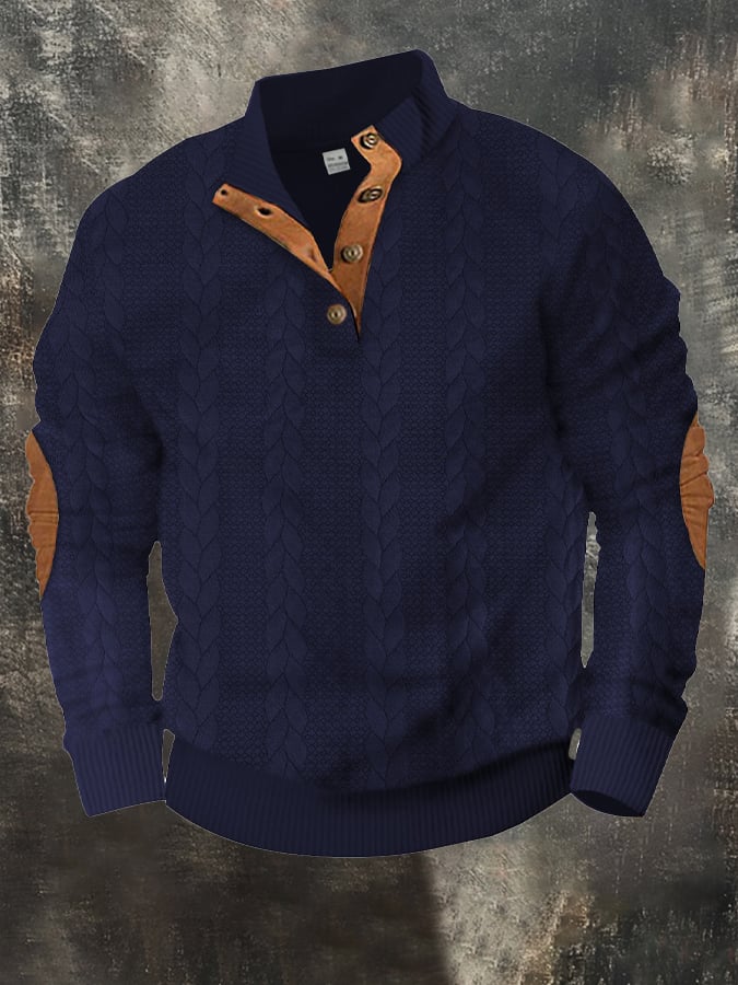 Men's Retro Comfort Warm Textured Fabric Design Sweatshirt