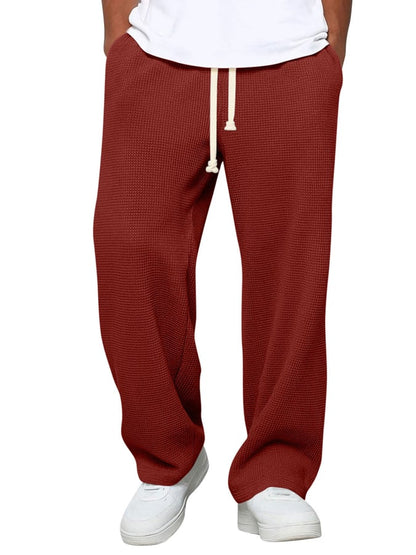Men's Waffle Casual Loose Straight Trousers