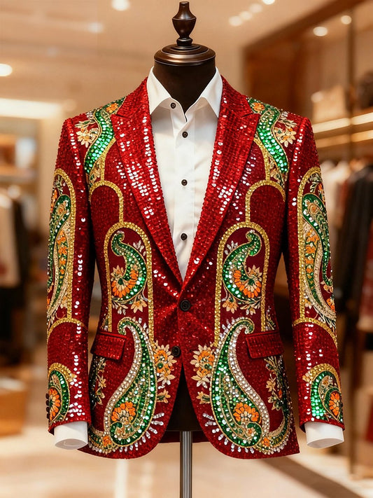 Luxury Paisley Lapel Suit Jacket for Men