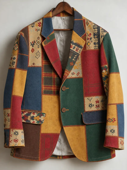 Men's Vintage Hippie Geometric Art Print Casual Blazer