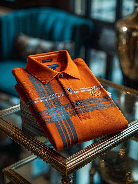 Men's Holiday Check Casual Short Sleeve Polo Shirt