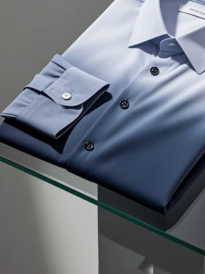 Men's Gradient Lapel Long Sleeve Shirt