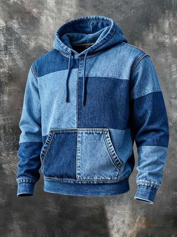 Retro Western Patchwork Brand Print Hoodie