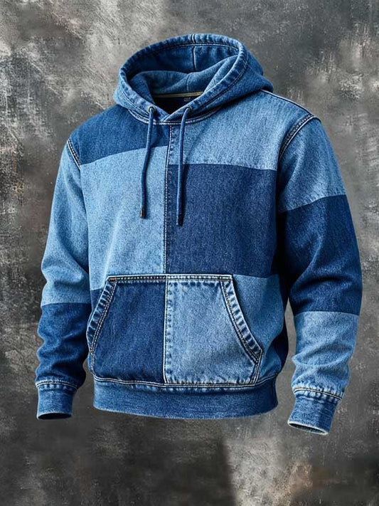 Retro Western Patchwork Brand Print Hoodie