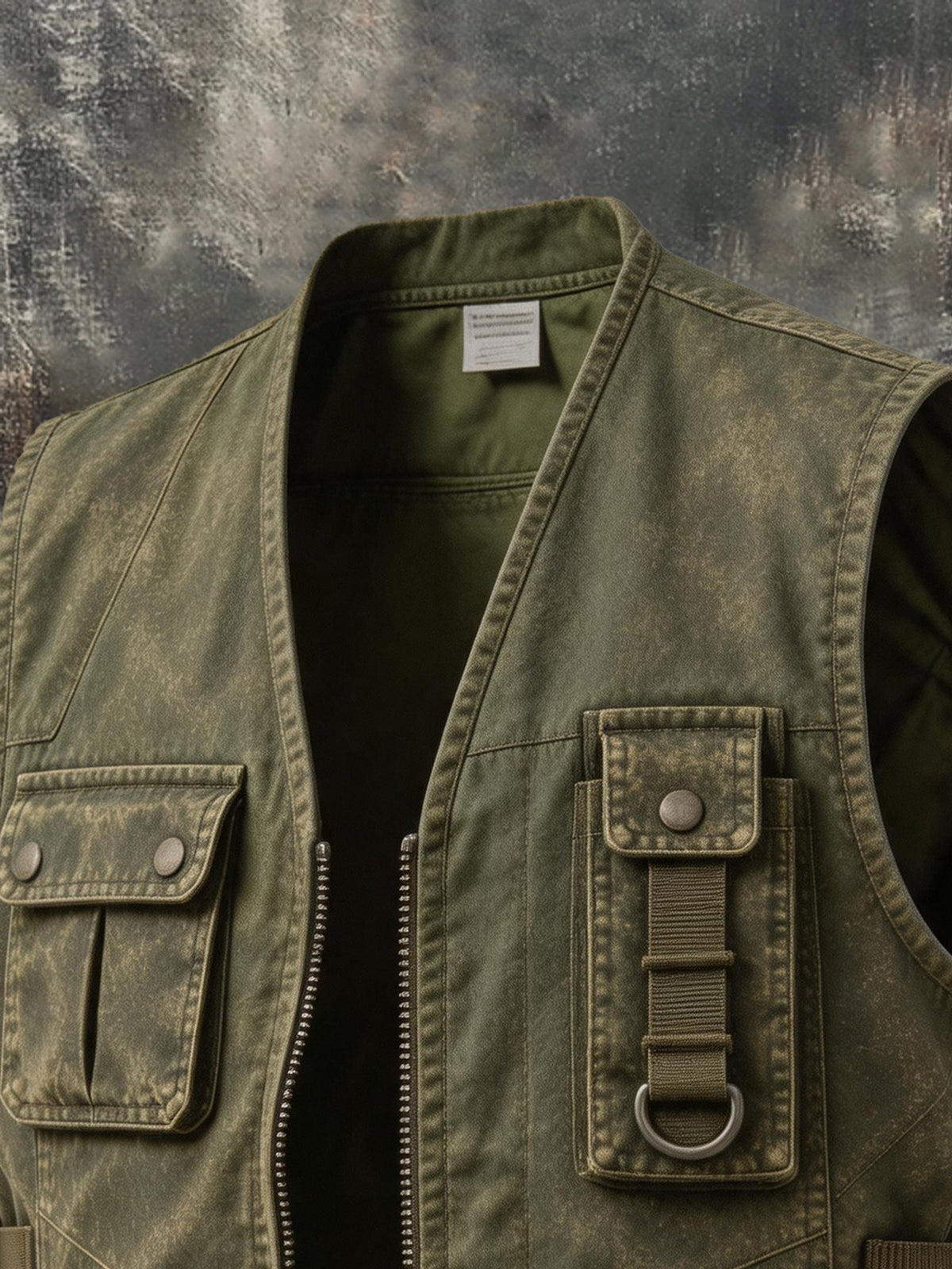 Men's Vintage-Style Distressed Washed Outdoor Utility Vest