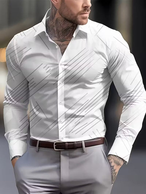 Men's Street Style Business Casual Printed Long Sleeve Shirt