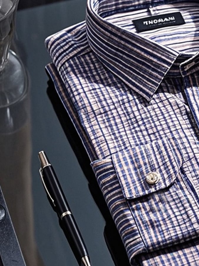 Men's Gradient Lapel Long Sleeve Shirt