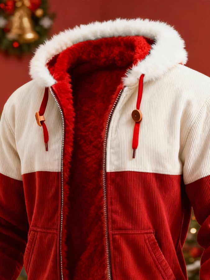 Men's Christmas Warm Lined Hooded Jacket