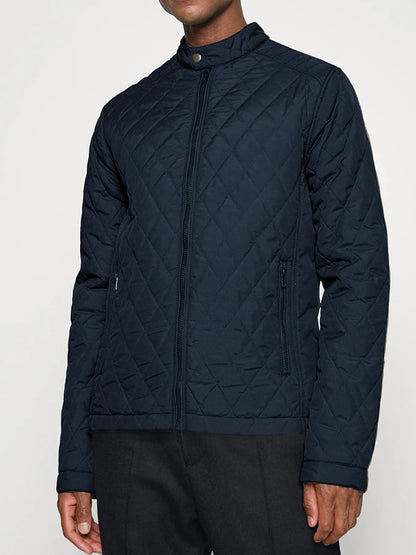 Men's Light Cotton Clothes Casual Diamond Shaped Stand-up Collar Coat Fashion Cotton-padded Jacket
